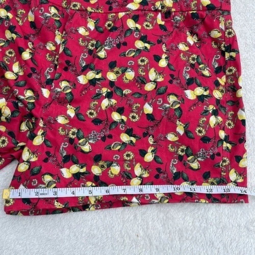 Tinsel Lemon Fruit Floral Print Shorts‎ Womens 1X High Rise Summer Pockets Chic